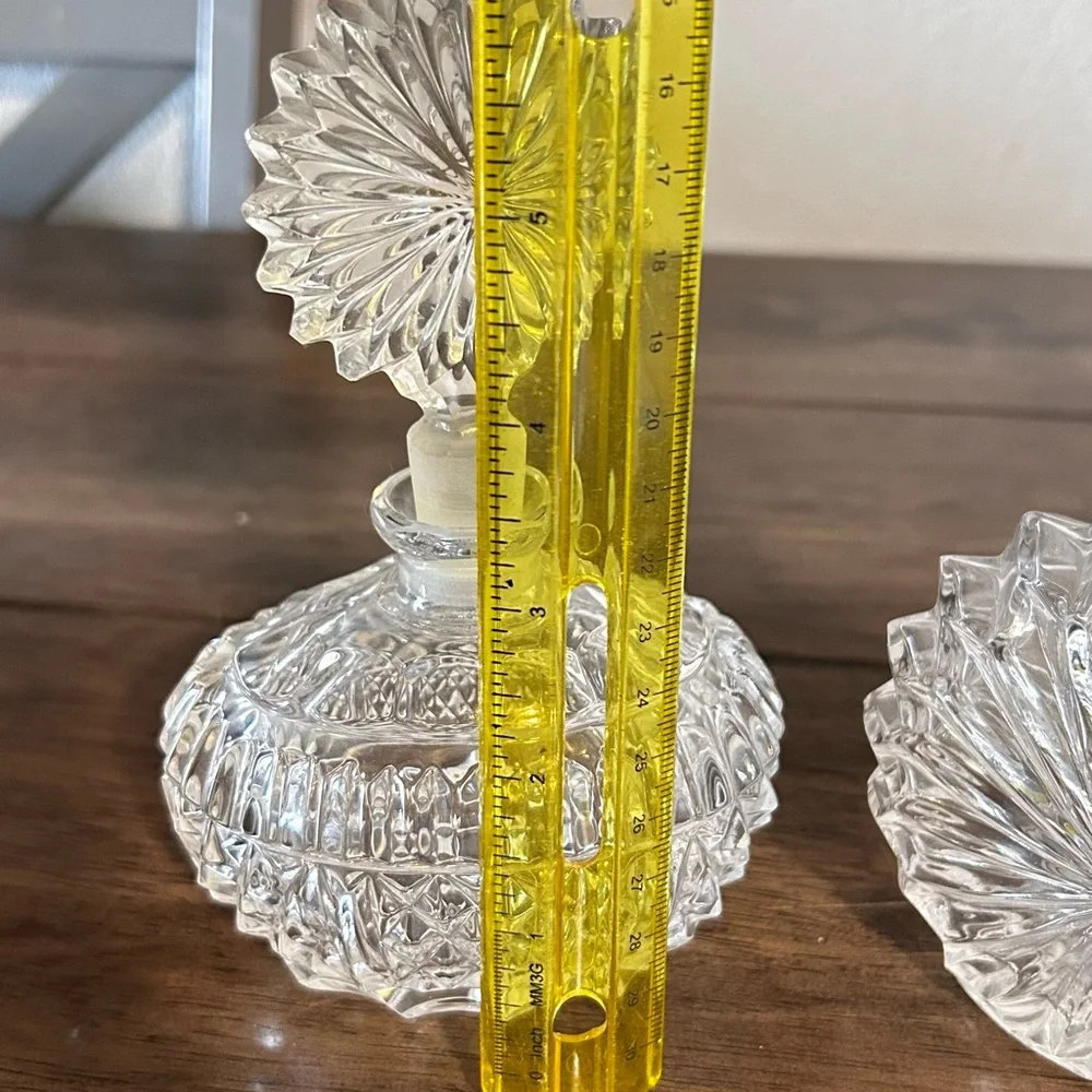 Vintage Crystal Perfume Bottle Pair | Vanity Decor Cut Glass